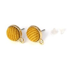DoreenBeads Zinc Based Alloy Ear Post Stud Earrings Findings Round Gold Purplish Colorful Stripe Pattern W/ Loop 16 x12mm, 10PCs 2024 - buy cheap