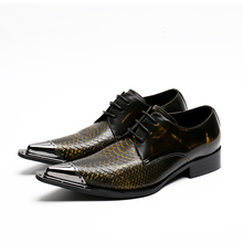 Zapatos de vestir hechos a mano para hombre, calzado de cuero genuino con punta de Metal puntiaguda, para fiesta de noche, boda, vestido Sexy, Oxfords 2024 - compra barato