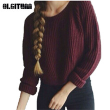 2020 Hot Sale Sweater Slim Solid Knitted Women Sweaters And Pullovers Style Long Sleeve Casual SW460 2024 - buy cheap