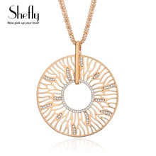 Gold Hollow Pendant Necklaces For Women Hollow Circle Layered Long Necklace Vintage Jewelry Sweater Chain Female Accessories 2024 - купить недорого