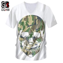 OGKB 2019 Summer Tops Cool V Neck Tshirt Print Camouflag 3D T-shirt Skull Casual T Shirts For Women/men Workout Fitness Tees 7xl 2024 - buy cheap