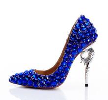 blingbling king blue diamonds woman high heel party shoes blue wedding diamonds high heels real photo custom make party heels 2024 - buy cheap