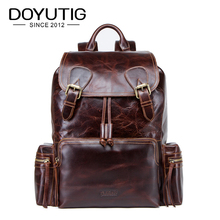 DOYUTIG-mochila de piel auténtica para hombre, de alta capacidad de piel auténtica morral, Color café, diseño de negocios, H077 2024 - compra barato