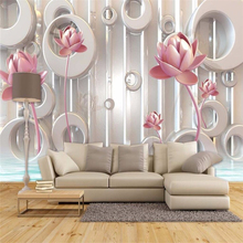 Beibehang 3d foto papel de parede lótus dourado sala tv pano fundo wallcovering grande mural pintura moderna 2024 - compre barato