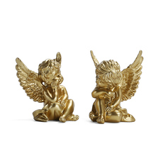 Ornamentos de resina estilo europeu criativos, ouro, branco, anjo, artesanato, requintado, presente, cupido, branco, anjo, decoração, estátuas 2024 - compre barato