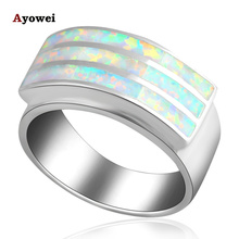 AYOWEI Anniversary design Light Green fire Opal 925 Silver Stamped Rings fashion jewelry USA size #6.5 #7 #6.75 #7.75 #8 OR435A 2024 - buy cheap