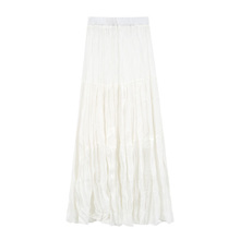 Summer Pleated Chiffon A-Line Long Skirt Literary Retro Women High Waist Fashion One Size Skirt Casual  Female Basic Boho 2024 - buy cheap