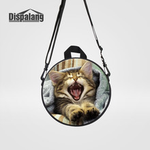 Dispalang crianças mini escola redonda mochila animal para crianças pequena circular gato impressão sacos de livro do bebê rugzak 2024 - compre barato