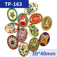 30*40mm cabochon de vidro oval com imagens padrão misto configuração de base para enfeite de jóias com costas planas 10 embutidas 2024 - compre barato