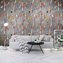 Papel tapiz personalizado con acuarela, flor, pájaro, mural, sala de estar, TV, fondo, pared, arte familiar, material impermeable de alta calidad 2024 - compra barato