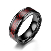 Anel masculino de aço inoxidável, anel largo 8mm azul vermelho preto e retrô de noivado 2024 - compre barato