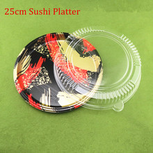 *Sushi Lovers*  250mm Diameter Round Packaging Boxes, Sushi platter packing box, Round plastic box with lid  10PCS 2024 - buy cheap