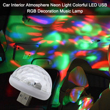 Автомобильный интерьерный неоновый светильник, цветной светодиодный USB RGB декоративный музыкальный светильник, автомобильные аксессуары 2024 - купить недорого