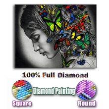 Pintura de diamante 5D DIY "Hada de las mariposas", bordado 3D con diamantes de imitación cuadrados o redondos, mosaico de punto de cruz, regalo para decoración del hogar 2024 - compra barato