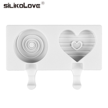 SILIKOLOVE 2 Cavities DIY Love Shape And Round Silicone Ice Cream Mold Popsicle Maker Frozen With Sticks Food Grade 2024 - buy cheap