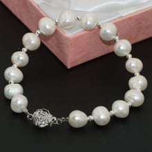 Pulseras redondas de perlas cultivadas de agua dulce para mujer, joyería de lujo, color blanco natural, 8-9mm, B2746, envío gratis, 7,5 pulgadas 2024 - compra barato