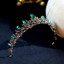 Jonnafe-corona de pelo de cristal verde para mujer, diadema de boda Vintage, accesorios nupciales para el cabello 2024 - compra barato