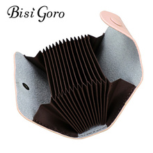 BISI GORO 2019 Men And Women Genuine Leather Unisex Business Card Holder Wallet Bank Credit Card Case ID Holders Women Purse 2024 - buy cheap