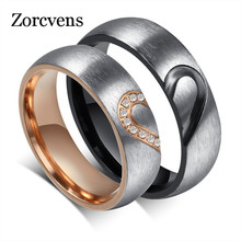 ZORCVENS-anillos de acero inoxidable 316L para hombre y mujer, con corazón de Circonia cúbica, para parejas, 2021 2024 - compra barato