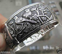 free P&P HU632e >> Hot sale Tibetan Tibet Silver Magpies Bangle Cuff Bracelet 2024 - buy cheap