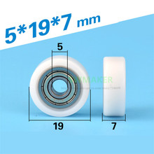 1pcs 5*19*7mm flat wheel plastic wrap, bearing pulley, drawers / showcase rollers, pom/ nylon wheels 2024 - buy cheap