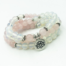 108 Prayer Beads Spiritual Stones Natural Mala Fertility Opalite Rose Quartzs Bracelet Women Wrap OM Bracelet Lotus Mala Jewelry 2024 - buy cheap