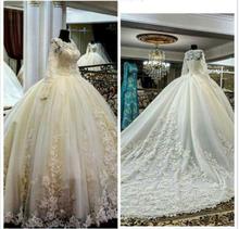 Vestido De Novia luxury wedding dress ball gown long sleeve sexy appliques chaple train bridal Wedding gown Robe De Mariage 2024 - buy cheap