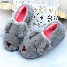 Winter New Fashion Women Cartoon Cute Dog Plush Home Shoes Thick Bottom Large Size Waterproof Non-slip Indoor Cotton Slippers 2024 - buy cheap