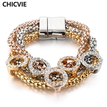 CHICVIE Gold Crystal Stainless Steel Charm Bracelets & Bangles For Women Luxury Brand Statement Jewelry gifts Bracelet SBR160366 2024 - buy cheap