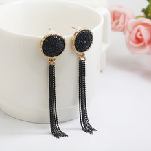 New 2018 Black crystal retro long tasseled Earrings for women wedding jewelry gift 2024 - buy cheap
