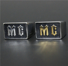A Pair Golden Fashion MC Ring 316L Stainless Steel Top Quality Fashion New Design Biker Ring 2024 - buy cheap