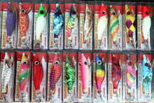 Isca de pesca de camarão de madeira, 100 peças, cores mistas, lula, jig, anzol, guarda-chuva, gancho octupus, cor aleatória, 10cm, 11g 2024 - compre barato