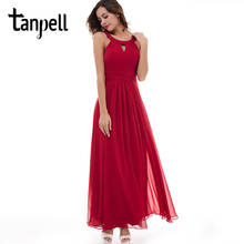 Tanpell scoop evening dress chiffon red sleeveless ruched floor length dress 2017 pink draped zipper up party long evening dress 2024 - buy cheap