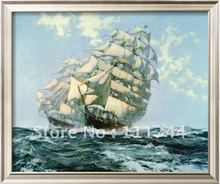 Pintura al óleo de un velero, pintura de paisaje marino pintada a mano, arte de pared, Ariel y Taeping por Montague Peng, alta calidad, envío gratis 2024 - compra barato