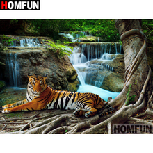 HOMFUN 5D DIY Diamond Painting Full Square/Round Drill "Animal tiger" 3D Embroidery Cross Stitch gift Home Decor A02684 2024 - buy cheap