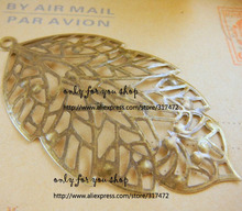 Free ship!! 37*65mm antique bronze leaf metal pendant - filigree stamping spacer  for jewelry making 2024 - buy cheap
