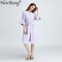 NewBang Brand Women's Bathrobe Loves Long Knitted Waffle Cotton Fabric Nightgown Thin Soft Hotel Bath Robe Ladies Home Wear 2024 - buy cheap