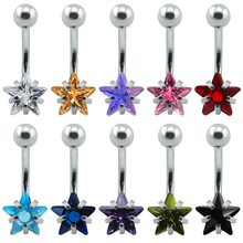 ZS Star Crystal Belly Navel Button Colorful Navel Piercing Rhinestone Belly Button Ring Stainless Steel Women Navel Ring Jewelry 2024 - buy cheap