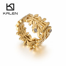 KALEN Fashion Branch Leaves Rings For Women Anillos Mujer Stainless Steel Zircon Wedding Bands Rings Bague Women Engagement Gift 2024 - buy cheap