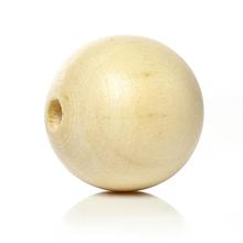 DoreenBeads Wood Spacer Beads Round Natural About 3.0mm( 1/8") Dia, Hole: Approx 5.8mm, 1 Piece Hot new 2024 - buy cheap