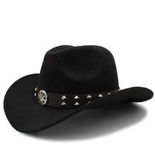 Women Men Wool Hollow Western Cowboy Hat Gentleman Sombrero Hombre Cowgirl Cap Lady Fascinator Montana Hat Size 56-58CM 2024 - buy cheap