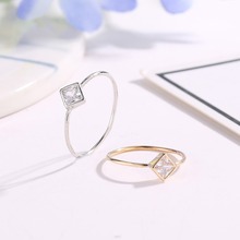 Anéis de casamento dourados e prateados, joia quadrada simulada de zircônia, bague bijuteria, acessórios para anel de noivado feminino 2024 - compre barato