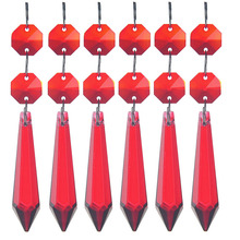 H & D 55 мм хрустальные призмы в форме сосулек люстра Подвески Лампы канделябры части, упаковка из 10 (красный) 2024 - купить недорого