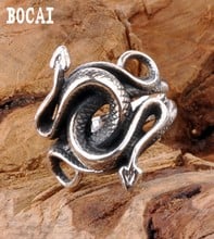 S925 vintage jewelry silver ring domineering silver  ring finger male wolf Garnett factory direct 2024 - buy cheap