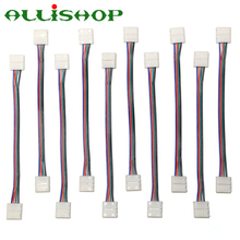 ALLiSHOP-Adaptador de cable de extensión de tira de luz LED, 10 Uds., 5050 RGB, Conductor de 4 pines, tira ancha de 10 mm a Puente de tira 2024 - compra barato