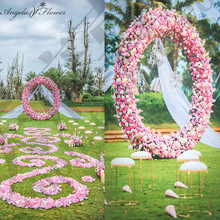 Hilera de flores artificiales, suministros de decoración para boda, arco de hierro, Fondo de fiesta de seda, Hortensia de rosa, peonías 2024 - compra barato