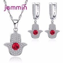 Conjunto de pendientes y colgante de circonia cúbica roja y blanca para mujer, joyería de plata de ley 925 para boda y fiesta, novedad 2024 - compra barato