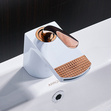 Basin Faucets Bathroom Sink Faucet White and Rose Gold Brass Single Hole Faucet Basin Tap Grifo Lavabo Hot Cold Waterfall Faucet 2024 - buy cheap