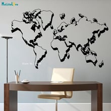 World Map Wall Decal New Design Art Rough Stroke Style Home Decoration Living Room Dorm Office Vinyl Removable Murals YT1294 2024 - buy cheap