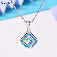 Blaike Female Blue Fire Opal Pendant Necklaces For Women 925 Sterling Silver Filled Spiral Pendants Wedding Fashion Jewelry Gift 2024 - buy cheap